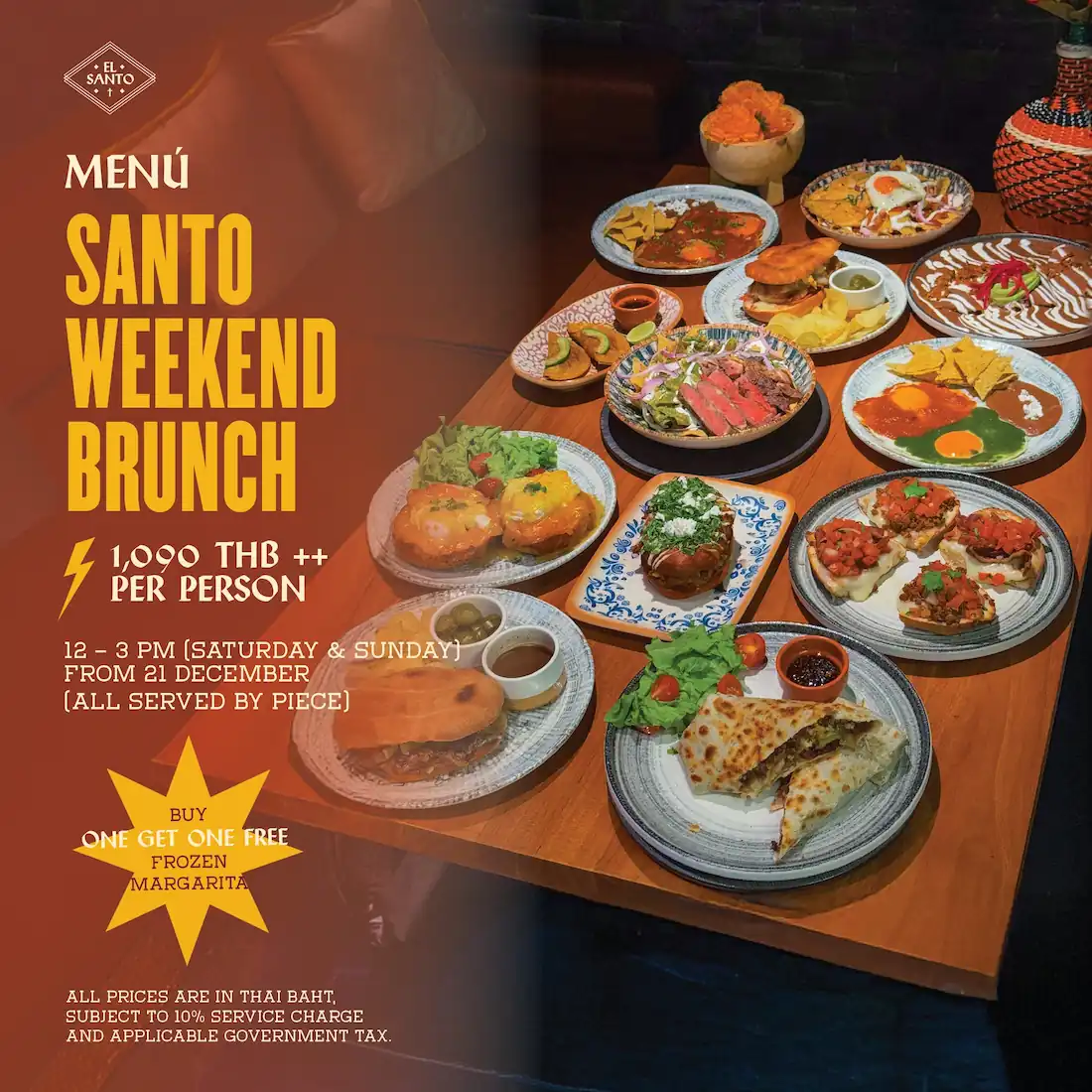 Menu santo weekend brunch  1,090 thb per person